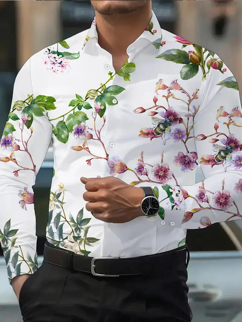 Hawaiian Men's Shirt Blue Striped Printed Shirt Fashion Summer Beach Shirt Clothing Flap Collar Men's Clothing