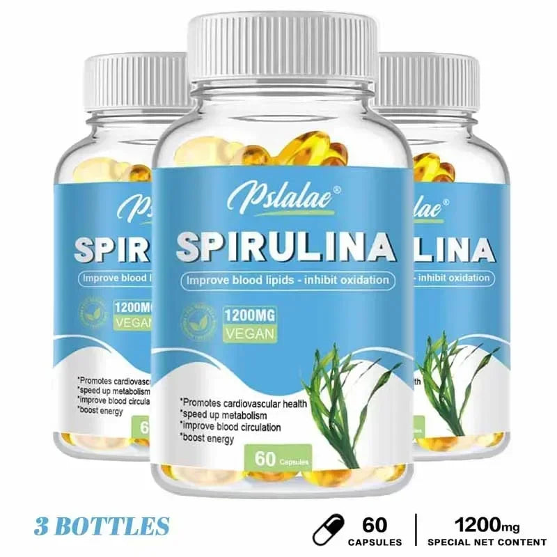 Organic Spirulina Capsules - Helps Detoxify, Supports Immune System Health, Antioxidant, Boosts Energy