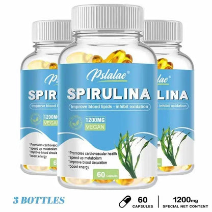 Organic Spirulina Capsules - Helps Detoxify, Supports Immune System Health, Antioxidant, Boosts Energy