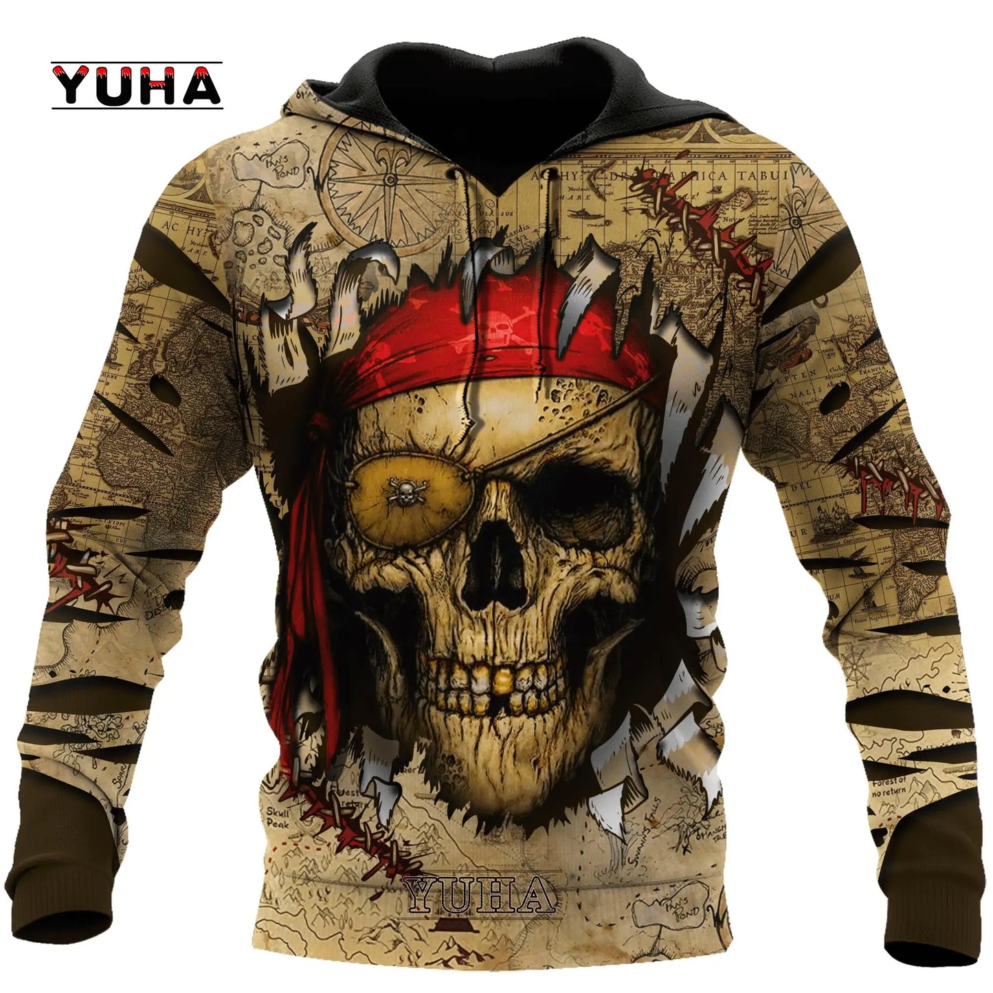 Dark Red Skull Tattoo 3D All Over Printed Men's Hoodie & Sweatshirt Spring and Autumn Unisex Hoodies Casual Sportswear - AMULET RING STORE