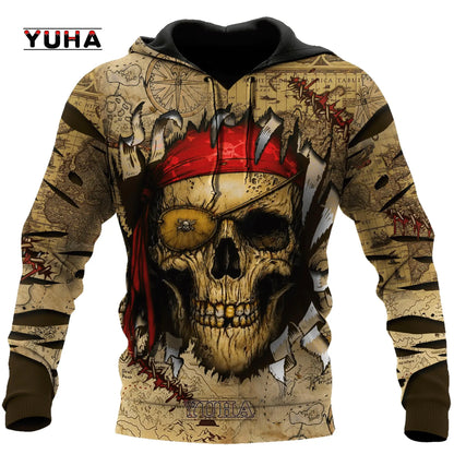 Dark Red Skull Tattoo 3D All Over Printed Men's Hoodie & Sweatshirt Spring and Autumn Unisex Hoodies Casual Sportswear - AMULET RING STORE