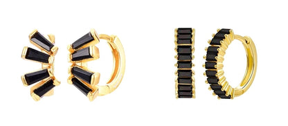 925 Sterling Silver Needle Fashion Round Pendant Small Earrings Luxury Gold Hoop Earrings for Women Premium Black Jewelry Gifts - AMULET RING STORE