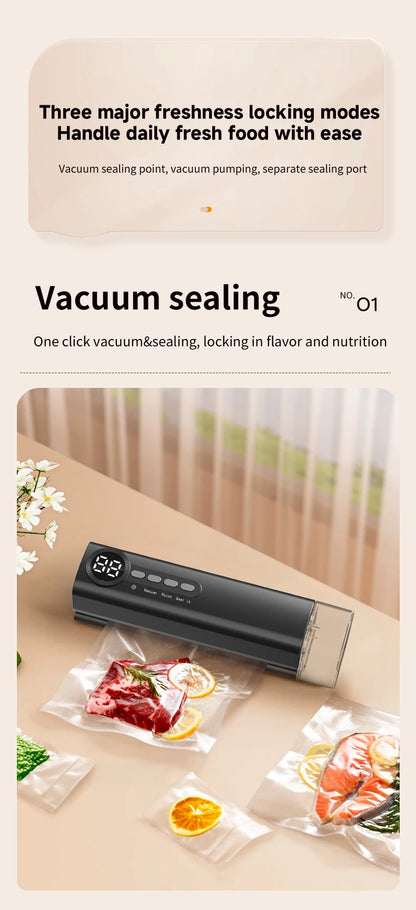RS-F183H Mini Wireless Food Vacuum Sealing Machine, Digital Multifunctional Charging Magnetic Heat Absorption Sealing Machine. - AMULET RING STORE