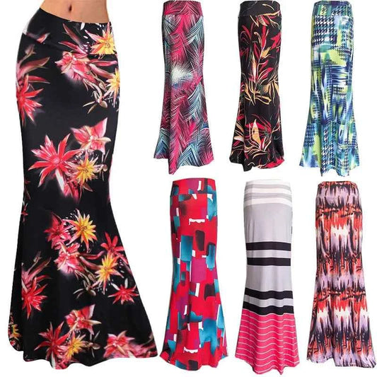 Spring Summer Maxi Skirts Womens Casual Print Women High Waist Stretch Wrapped Hip Skirt Long Y2k Skirts Woman Clothes Faldas