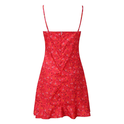 Women's Sexy Casual Home Small Floral Camisole Dress Summer Comfortable Skirt - AMULET RING STORE