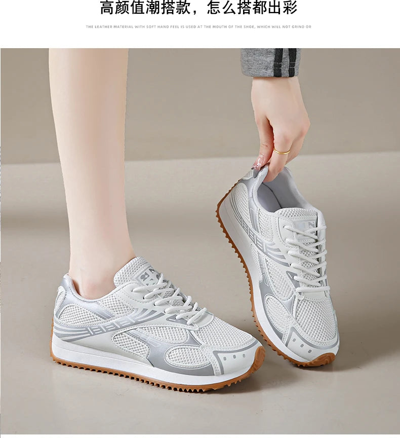 Women's Colorblock Casual Sneakers, Lace Up Soft Sole Platform Casual Shoes, Low-top Walking Comfy Shoes in holiday - AMULET RING STORE