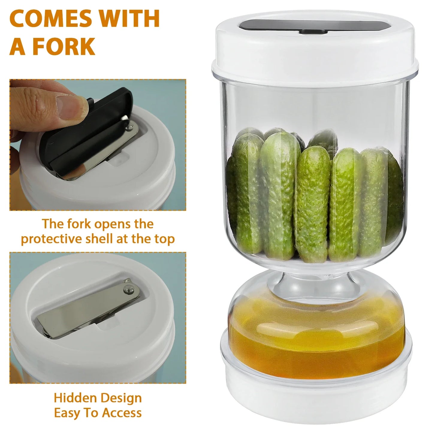 Pickles Jar Dry and Wet Dispenser Pickle Olives Hourglass Jar Leakproof Reusable for Food Storage Kitchen Foods Separator Tools - AMULET RING STORE