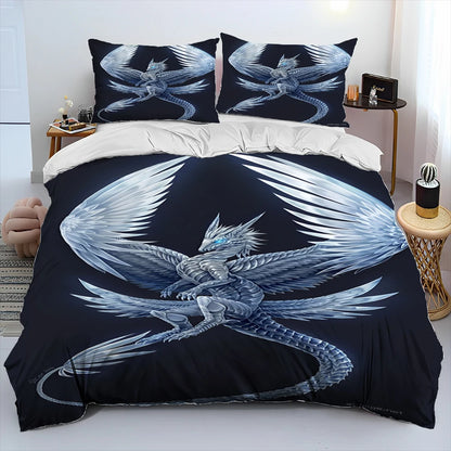 Dragon Cartoon Comforter Bedding Set,Duvet Cover Bed Set Quilt Cover Pillowcase,King Queen Size Bedding Set for Adult Child Gift