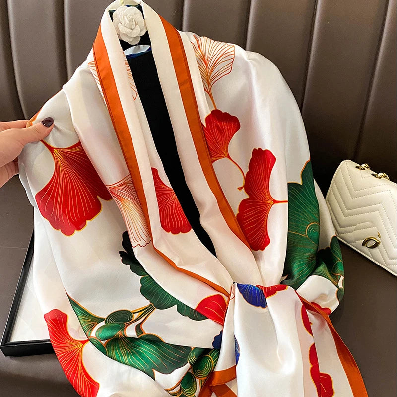 Spring Scarf Women's Luxury Design Polyester Material Smooth Scarf Soft Shawl Beach - AMULET RING STORE