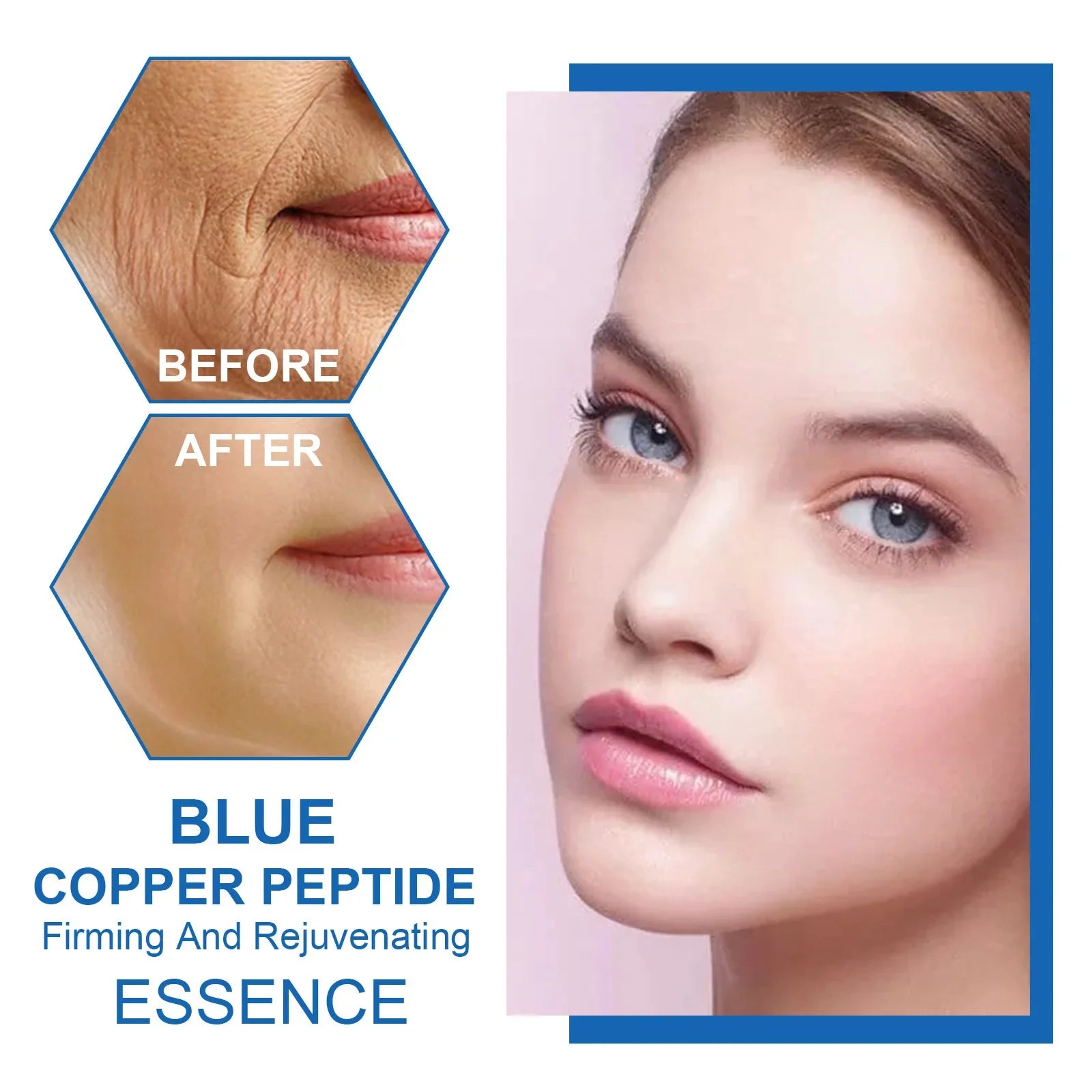 Hoygi Blue Copper Peptide Serum Anti Wrinkles Aging Rejuvenating Facial Lifting Moisturizing Brighten Skin Tone Skin Cosmetics - AMULET RING STORE