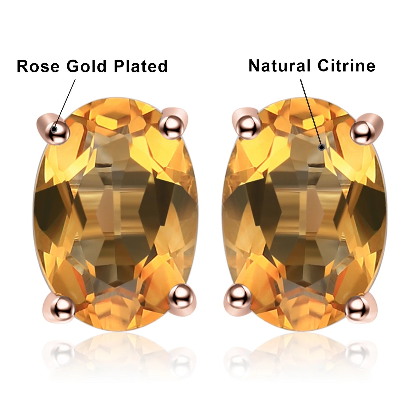 JewelryPalace Rose Gold Yellow Gold Plated Oval Natural Amethyst Citrine Garnet Topaz Peridot 925 Sterling Silver Earrings Woman