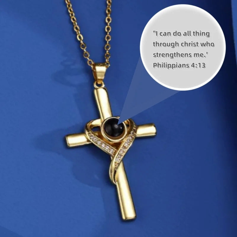 Fashion Projection Necklace Jewelry Personalized Photo Custom Cross Pendant Suitable For Male And Female Couples To Give Gifts - AMULET RING STORE