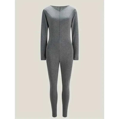 Plus Size 1XL-5XL New Women Sexy Sports Jumpsuits Autumn Solid Long Sleeve Bodycon Fashion Rompers