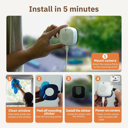 1/2PCS Window Camera - Replaces Outdoor Cameras | 2.4/5GHz Wi-Fi | 3MP Resolution | Full-Color Night Vision Through Window | - AMULET RING STORE