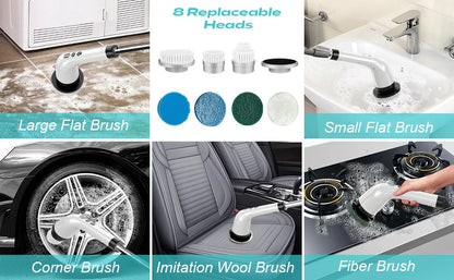 Electric Cleaning Brush with 7PCS Heads Bathroom Kitchen Cordless Handheld Shower Scrubber Spin Cleaner Multifunctional Cleaner - AMULET RING STORE