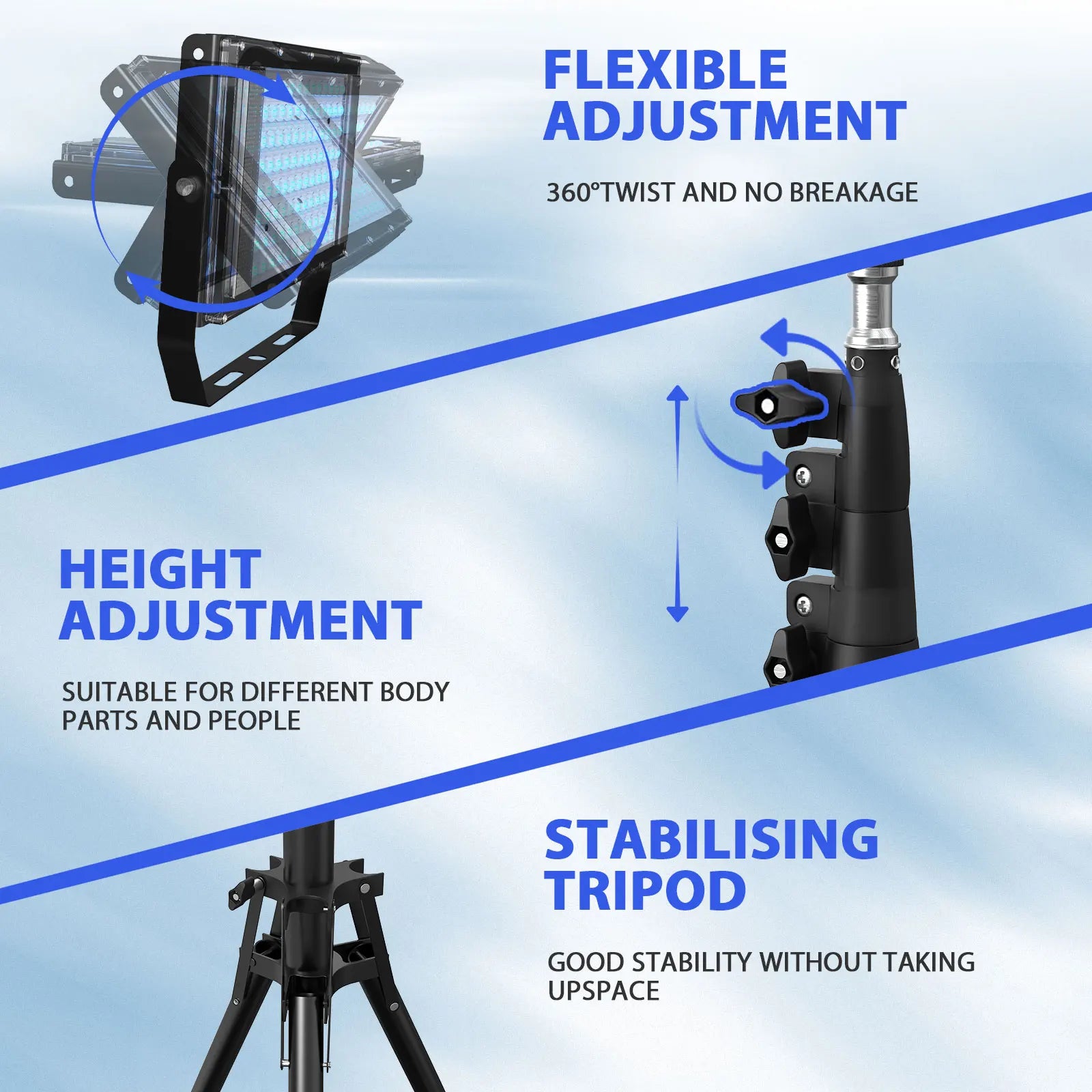 Ultraviolet Tanning Lamp 50W Tripod Solarium Lamp for Tanning Body 48PCS Blue Light Lamp Wavelength 460nm & 480nm Skin care - AMULET RING STORE