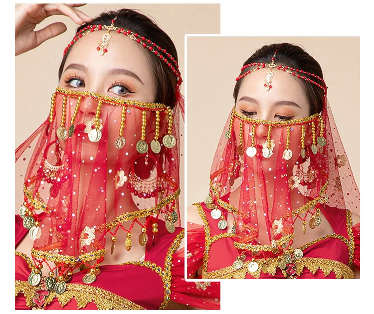 1pcs/lot woman fashion belly dance face veil lady dancing face accessories - AMULET RING STORE
