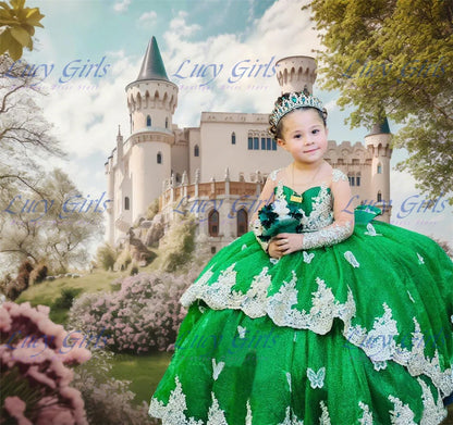 Elegant Quality Dark Blue Flower Girl Dress Tulle Fluffy Exquisite Lace Applique With Bow Little Princess Birthday Party Gowns