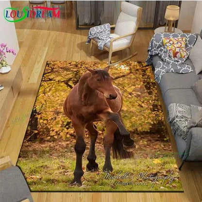 3D Fashion Exquisite Painting Horse Printed Carpet Living Room Anti-Skid Area Rug Kids Bedroom Mats Yoga Mat Large Carpet Decor