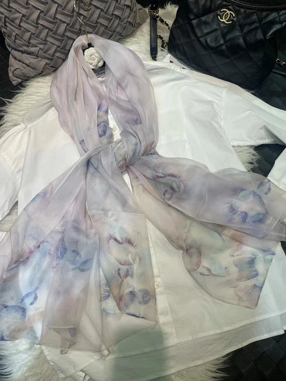 BYSIFA|New Black Pink Peony 100% Silk Shawl Scarf Women Chiffon Long Silk Scarves Cape Summer Foulard Winter Brand Scarves Wraps