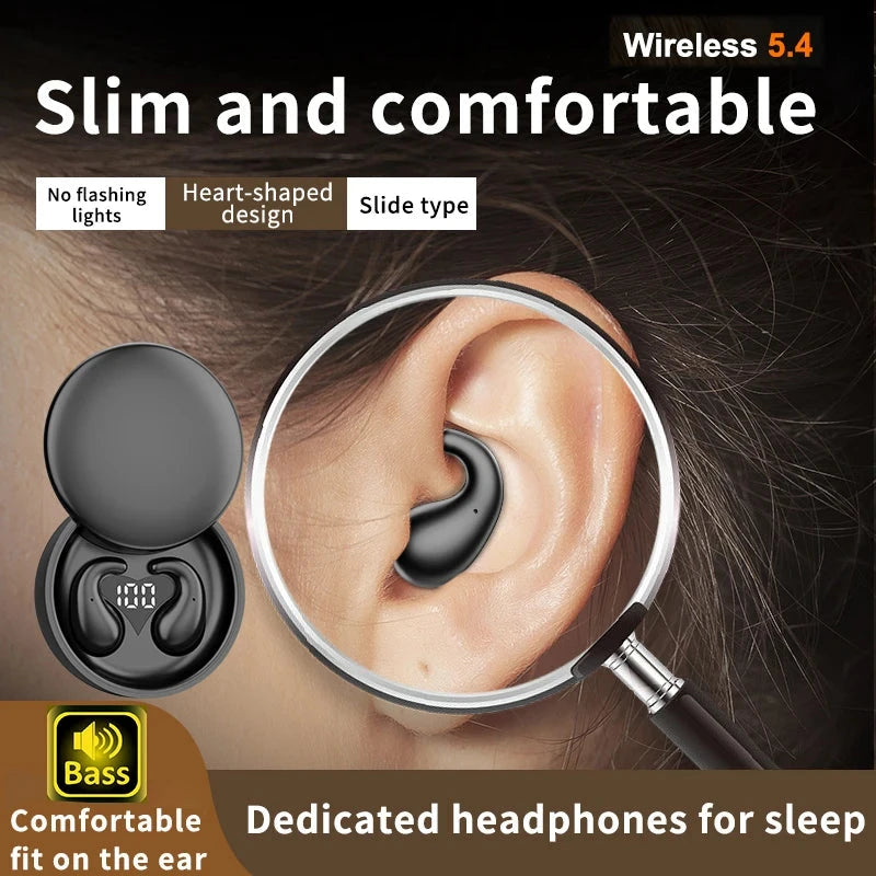 SK28 Ultra-thin Sleeping Headphones 5.4 Wireless Bluetooth Headset Invisible Earbuds Hidden In Ear Sports Earphones Waterproof