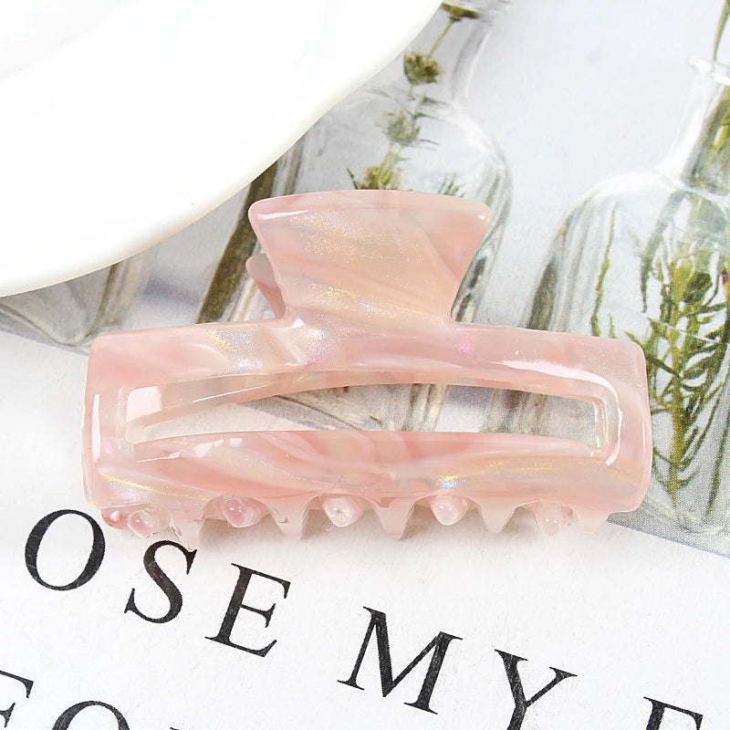 Mini Women's Hair Clips Colorful Geometric Hollow Crab Claw Clip Acetate Leopard Print Fashion Girls Hairpin Hair Accessories - AMULET RING STORE