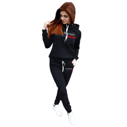 Hot Sales Womens Outfits Printing Casual Hooded Sweatshirt Suits Daily Fitness Sports Jogging Womens Pants Set Fashion Clothing
