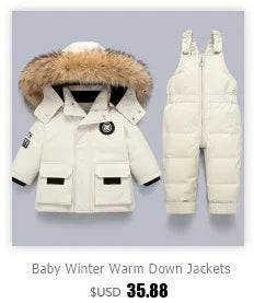 -30 Winter Baby Clothes Thicken Warm Jumpsuits Snowsuits Girl Boy Hooded Jacket Waterproof Rompers Ski Suits Kids Coat Outerwear - AMULET RING STORE