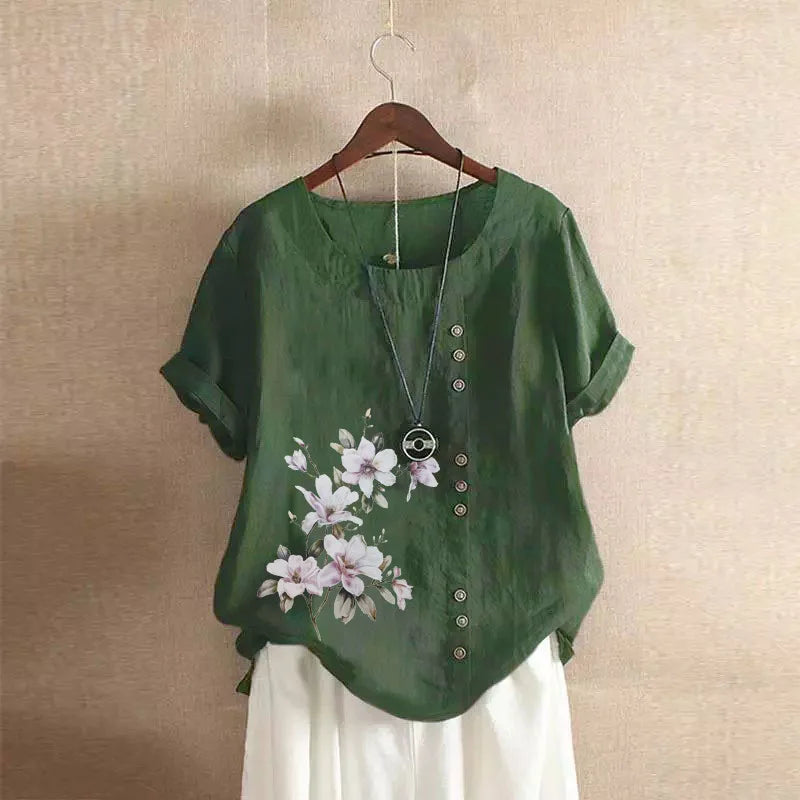 Cotton Linen T Shirt Women's Clothing Summer Retro Ladies Tops Tee Casual Loose Short Sleeve T-shirt Woman Ropa Blusas Tshirt