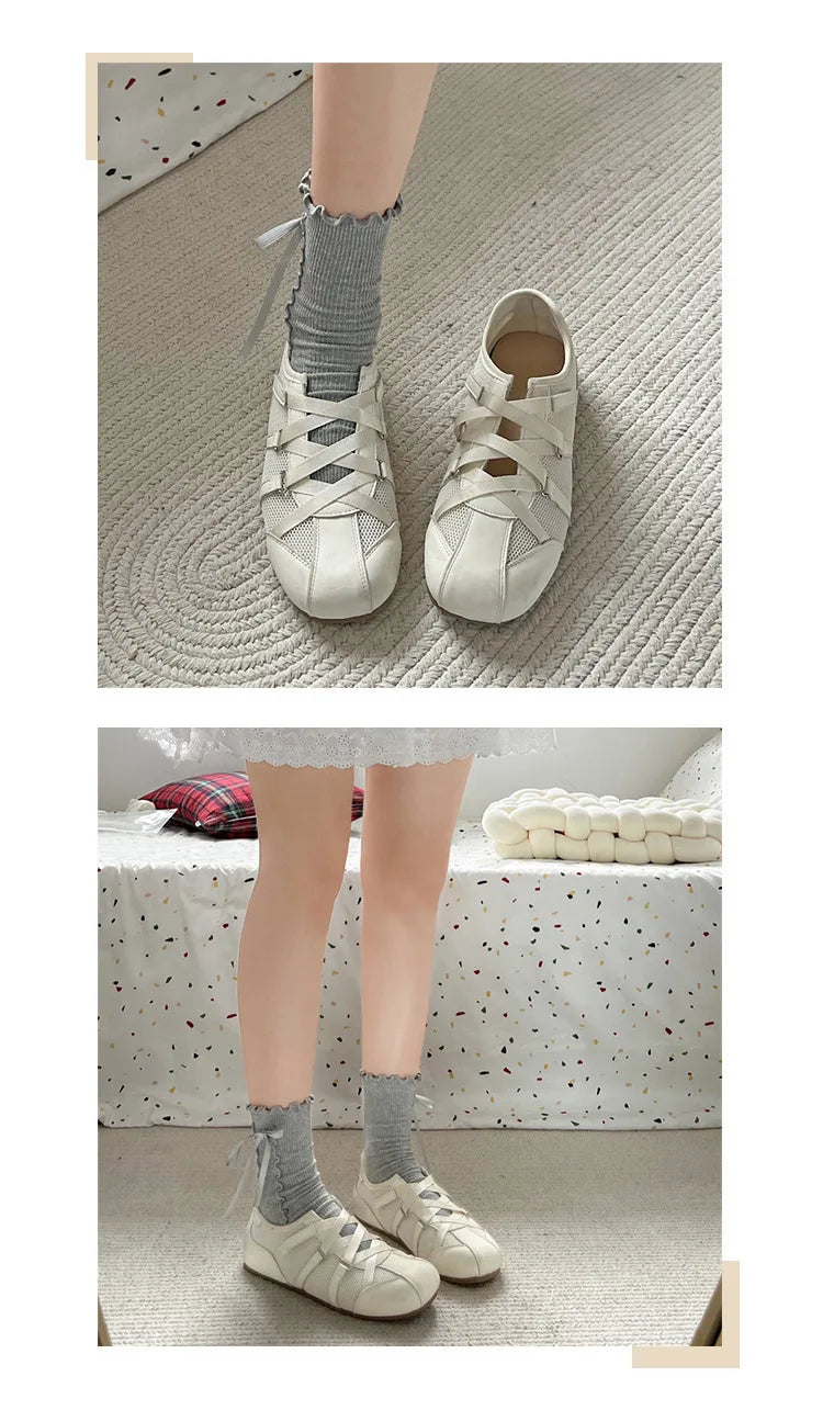 Leisure Sports Flat Shoes Women 2025 New Spring Retro All-matching Yellow Soft Soleplate Shoes - AMULET RING STORE