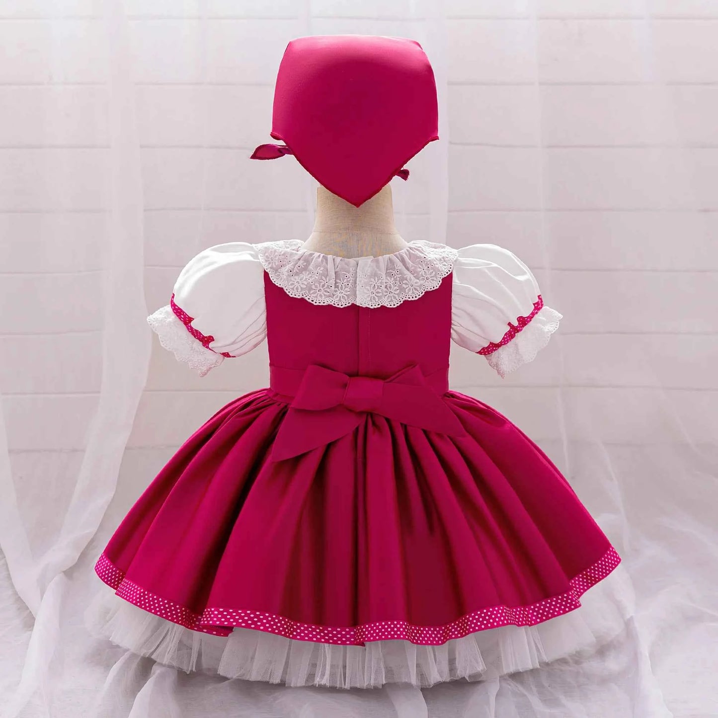 Masha and Bear Maid Costume for Baby Girls Lolita Christmas Costumes 1st Birthday Party Princess Dresss Bow Wedding Kids Clothes