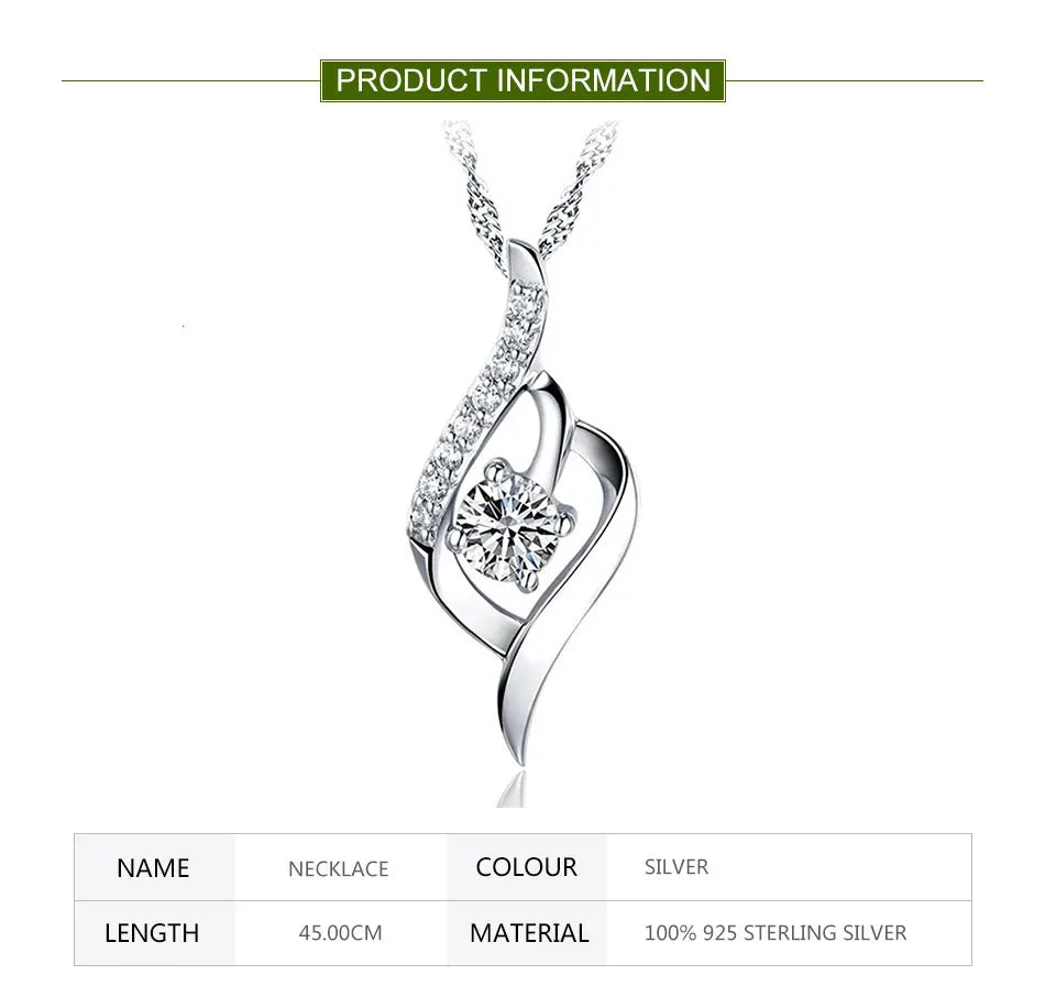 ZDADAN 925 Sterling Silver Heart Amethyst Necklace For Women Fashion Wedding Jewelry