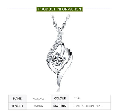 ZDADAN 925 Sterling Silver Heart Amethyst Necklace For Women Fashion Wedding Jewelry