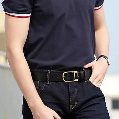 Genuine Leather For Men's High Quality Buckle Jeans Cowskin Casual Belts Business Cowboy Waistband Male Fashion Designer 2024New - AMULET RING STORE