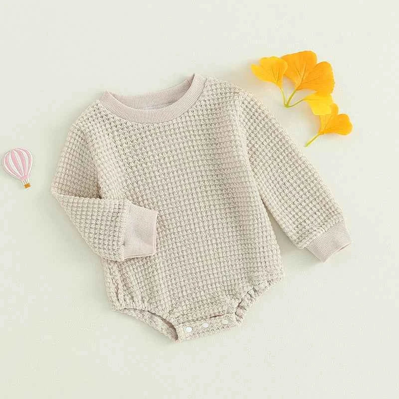 2023-06-23 Lioraitiin 0-18M Baby Boys Autumn Winter Bodysuit Casual Jumpsuit Infant Solid Long Sleeve Crew Neck Jumpsuit - AMULET RING STORE