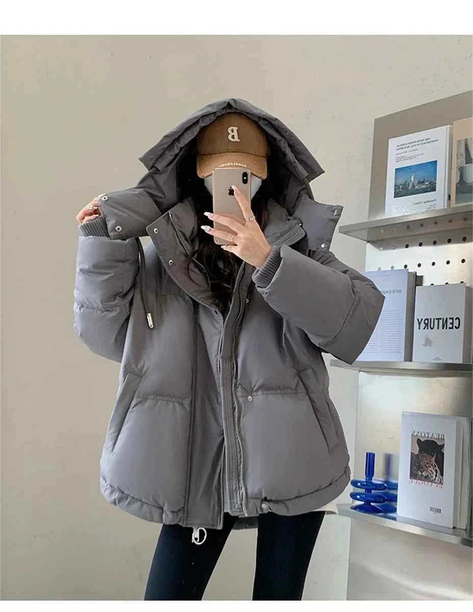 Women's Winter Warm Padded Jacket Coat 2025 New Down Cotton Hooded Solid Thick Parka Waterproof Puffy Korean Fashion Outdoor