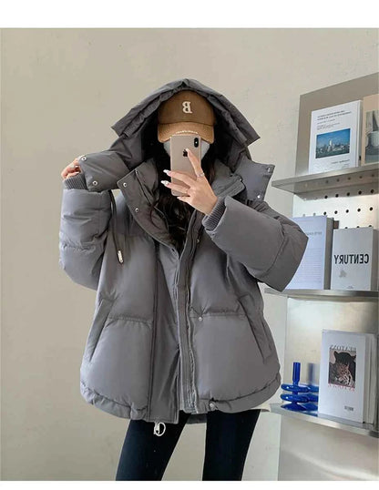 Women's Winter Warm Padded Jacket Coat 2025 New Down Cotton Hooded Solid Thick Parka Waterproof Puffy Korean Fashion Outdoor