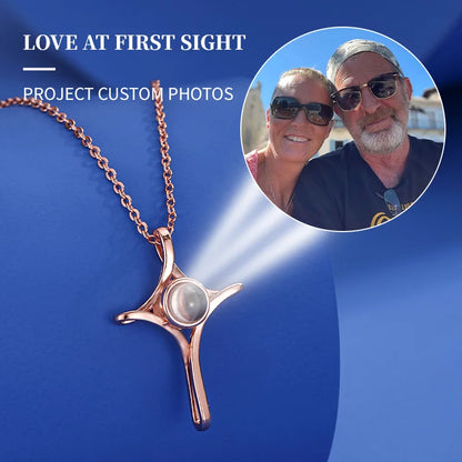 Fashion Projection Necklace Jewelry Personalized Photo Custom Cross Pendant Suitable For Male And Female Couples To Give Gifts - AMULET RING STORE