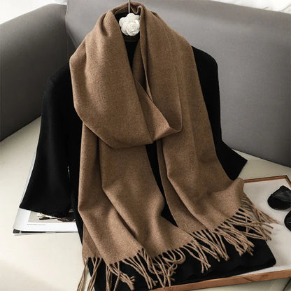 62Color Solid Women Winter Scarf Warm Thicken Cashmere Shawl Outdoor Fashion Luxury Tassels Pashmina Lady Wrap Windproof Scarves