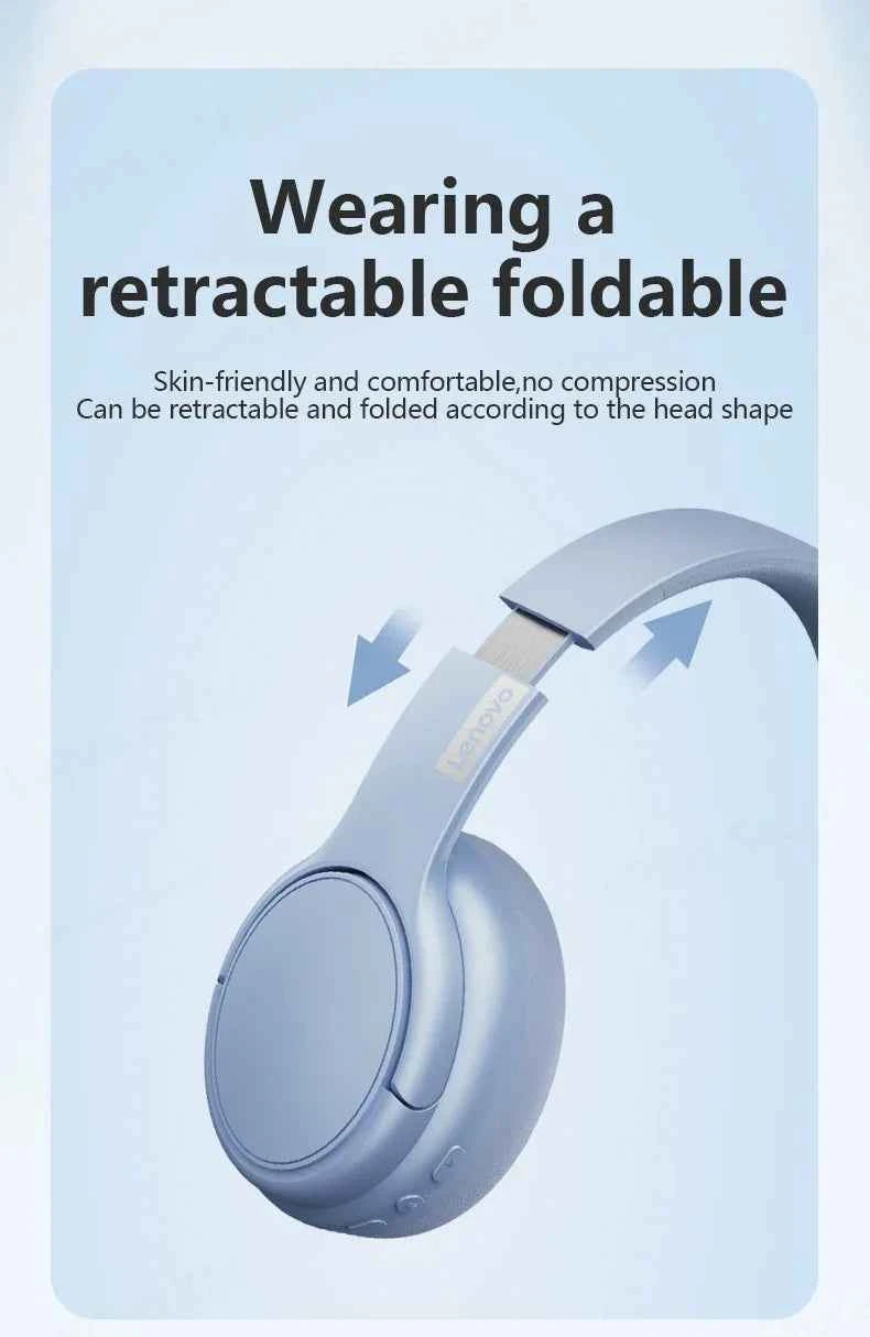 Original Lenovo TH20 Wireless Earphones Head Mounted Bluetooth Headphones HD Stereo Low Latency Music Game Earbuds Sport Headset