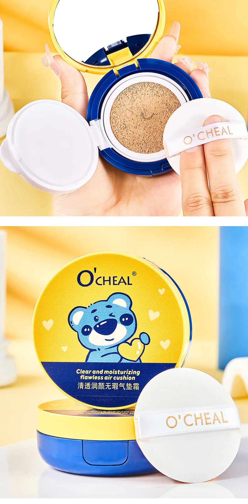 OCHEAL Natural Moisturizing Liquid Foundation Concealer BB Cream Air Cushion Whitening Oil-control Makeup Cosmetics BB Cream - AMULET RING STORE