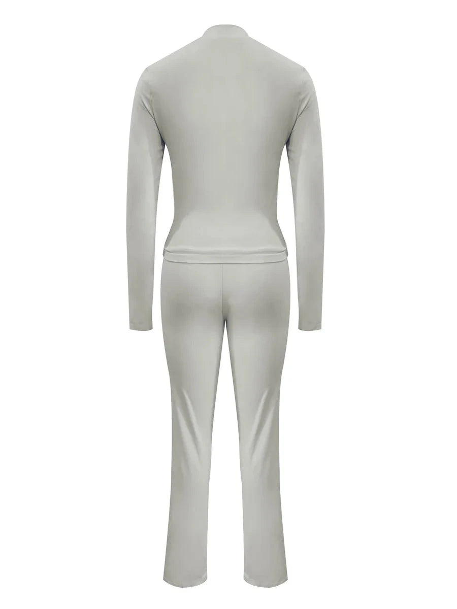 LW casual 2pcs sets fitness yoga suits women's matching sets Autumn long sleeve Zipper Design Top coat + Skinny Pants Set