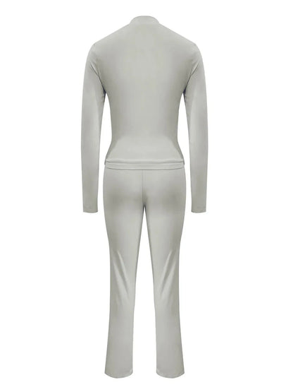 LW casual 2pcs sets fitness yoga suits women's matching sets Autumn long sleeve Zipper Design Top coat + Skinny Pants Set