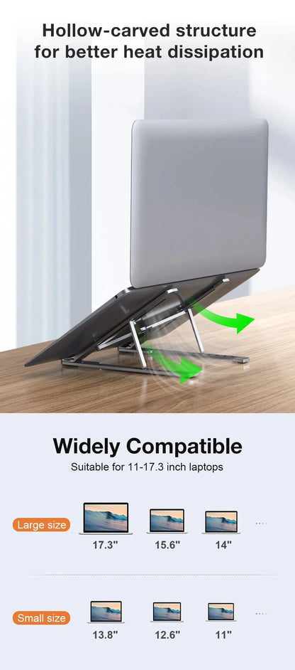 Aluminum Alloy Magnetic Laptop Stand With 8-Level Adjustment, Ventilation and Heat Dissipation, Equipped With Silicone Anti-Slip - AMULET RING STORE