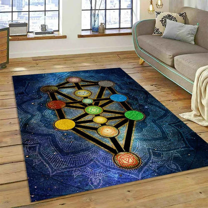 Naturalize Yoga Zen Meditation Rainbow 7 Chakra Carpet Rug for Home Living Room Bedroom Sofa Doormat Decor,Area Rug Non-slip Mat
