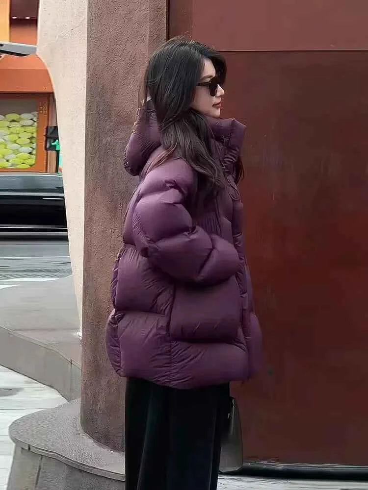 Puff Down Jacket Women's Winter Jacket Padded New Outerwear Hooded Versatile Loose Padding Thickened White Duck Down Warm Coat