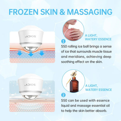 Rotation Stainless Steel Ice Roller For Face With Case Cold Massage Ball Facial Roller for Pain Relief Tighten Skin