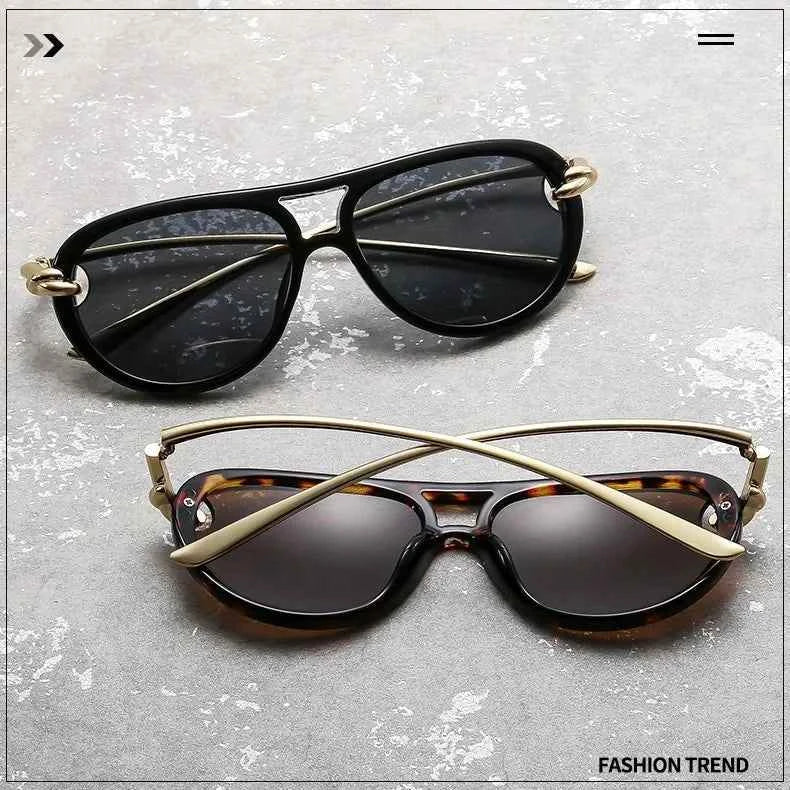 New Fashionable Personalized Toad Sunglasses Knot Double Bridge Metal Anti UV Glasses Outdoor Trendy Street Photography