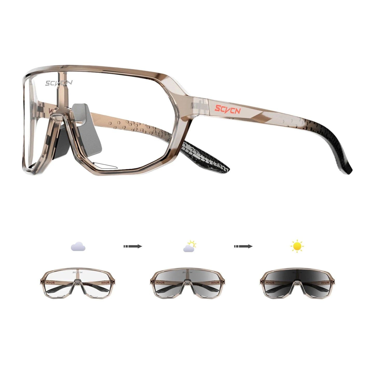 SCVCN Photochromic Cycling Glasses Men Women Clear Sports Sunglasses UV400 Protection for Cycling Running Baseball mtb