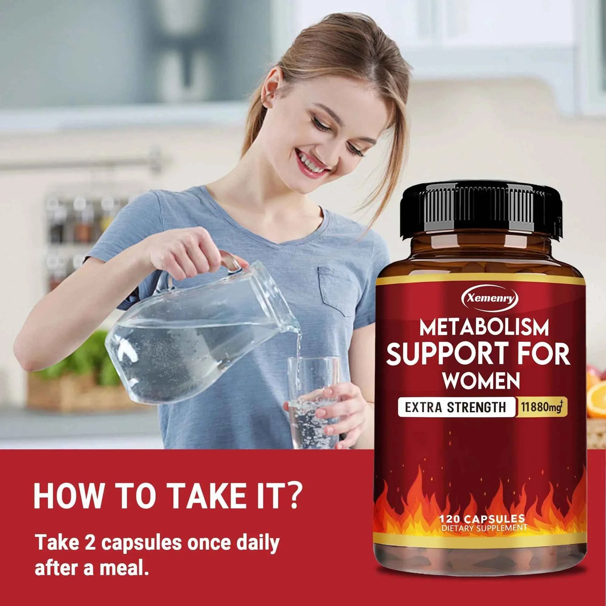Metabolism Support for Women - Promote Fat Metabolism, Reduce Abdominal Fat, Suppress Appetite - 120 Capsules